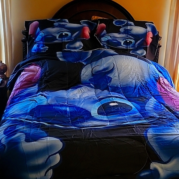 Disney Other - DISNEY LILO & STITCH Printed Comforter 2 shams set Blue King Size 104"x90" NEW